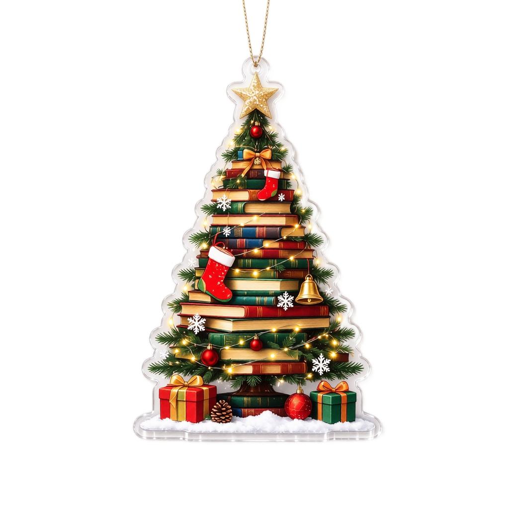 Christmas Acrylic Hanging Ornament, 2D Flat Holiday Tree Decoration for Home and Gift
