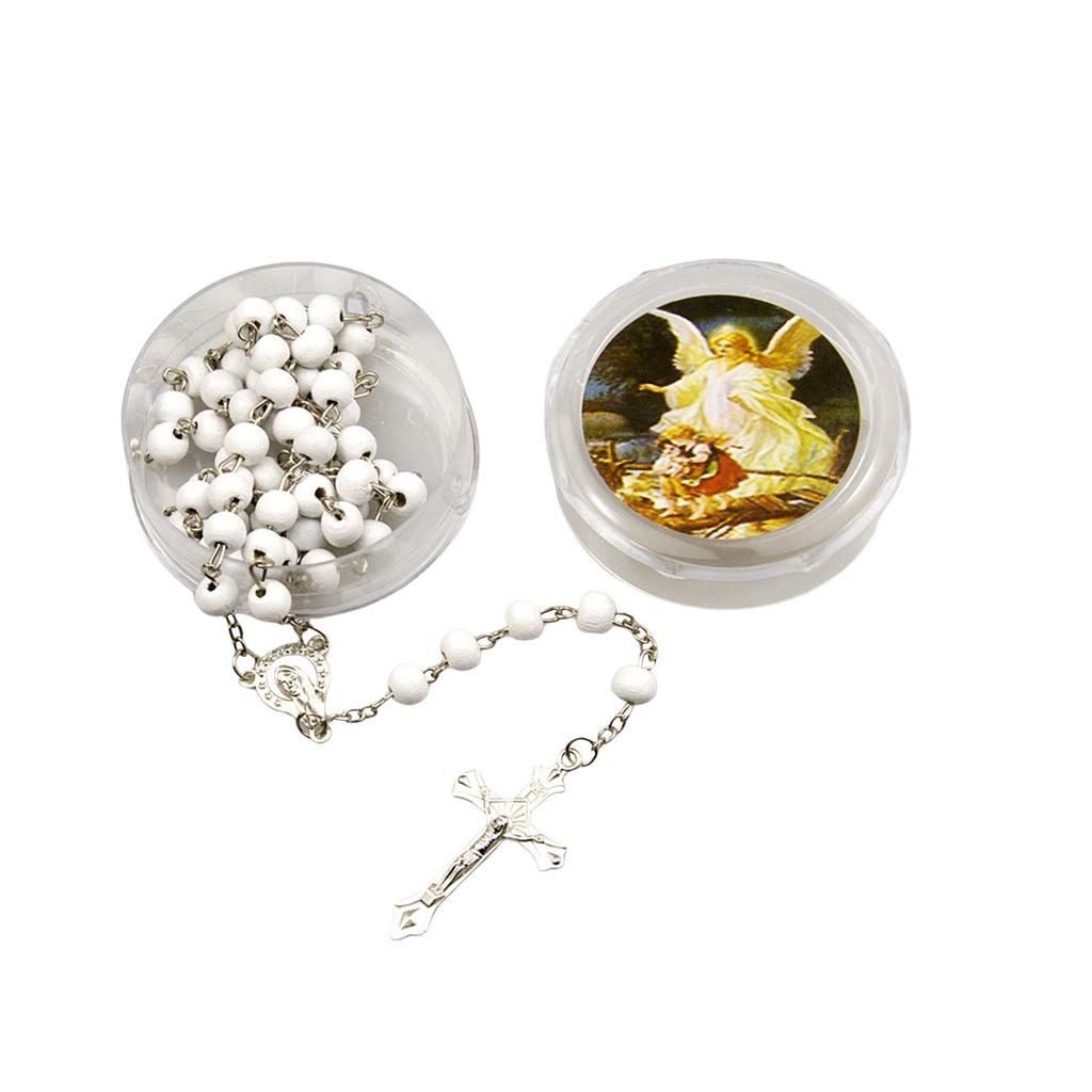 Prayer Scented Wood Beads Chain Rosary Necklace with Crucifix Crosses Pendant Gift Box Christians Religious Communion