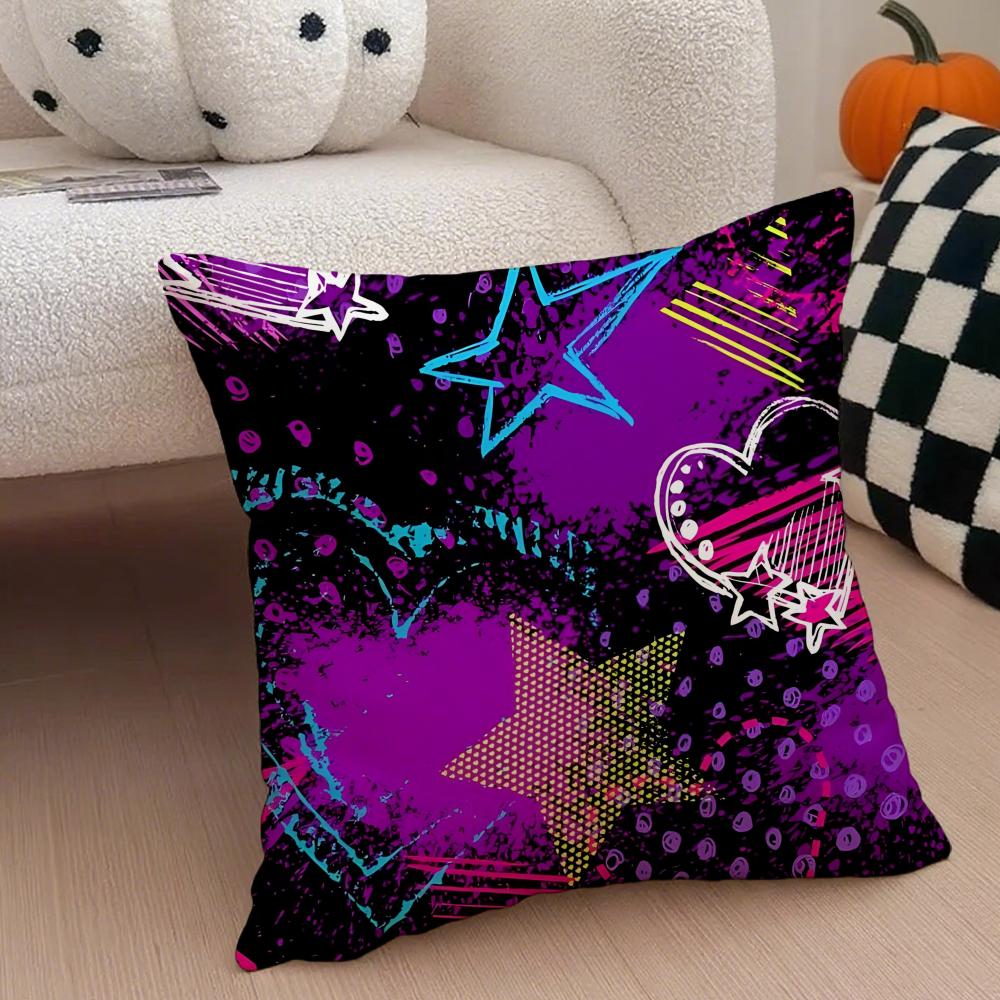 Street Fashion Graffiti Art Patterns Cushion Cover Linen Pillow Case Soft Breathable Protective Couch Room Decoration