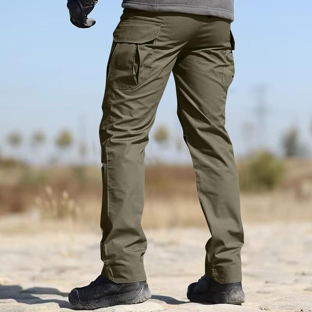 Men's Tactical Cargo Pants Outdoor Durable Work Trousers Multi Pocket Straight Leg Lightweight Breathable Fabric for Summer