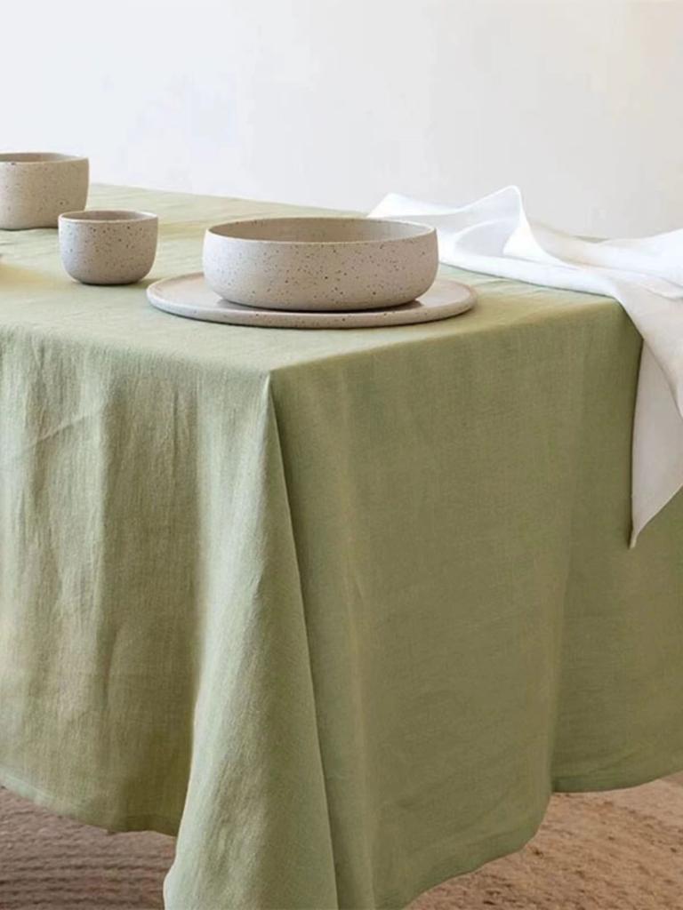100%Linen Tablecloth, Natural Durable Material Rectangle Dust-Proof Table Cover,for Kitchen Dinning Party Tea Table Decoration