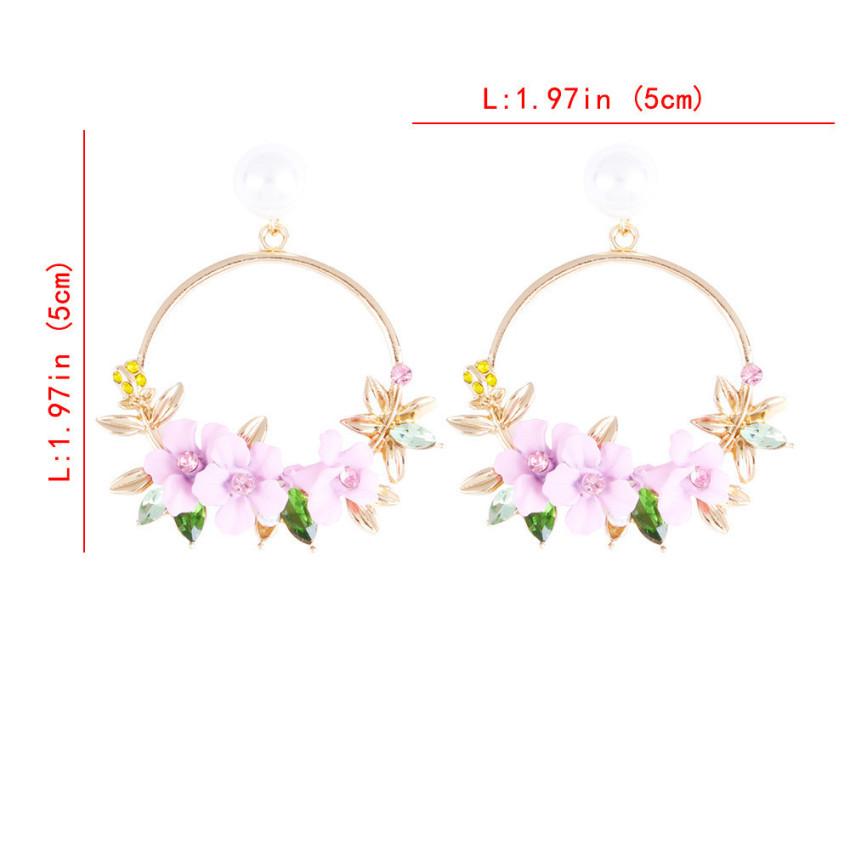 Set Auger Flowers Stud Earrings Joker Color Resin Alloy with Pearls Women Earrings