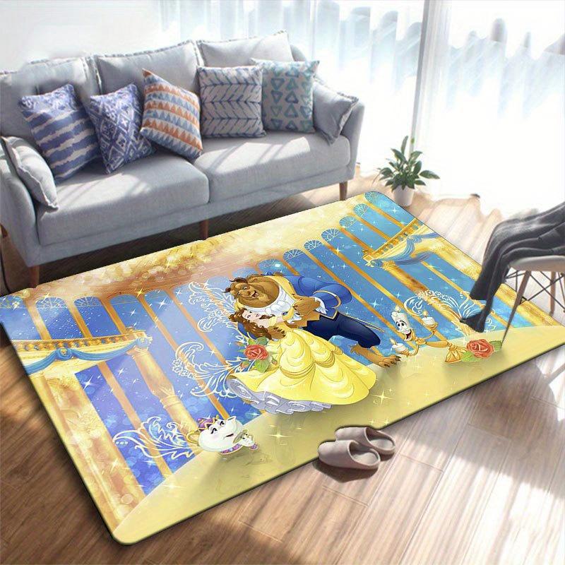 1 Stück Disney Die Schöne und das Biest Muster Teppich Bereichsteppich Rutschfester Teppich Handwaschbar Fußmatte Geeignet für Wohnzimmer Schlafzimmer Heimdekoration