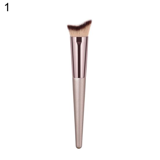 1Pc Champagne Gold Handle Eyebrow Foundation Powder Flame Makeup Brush Portable
