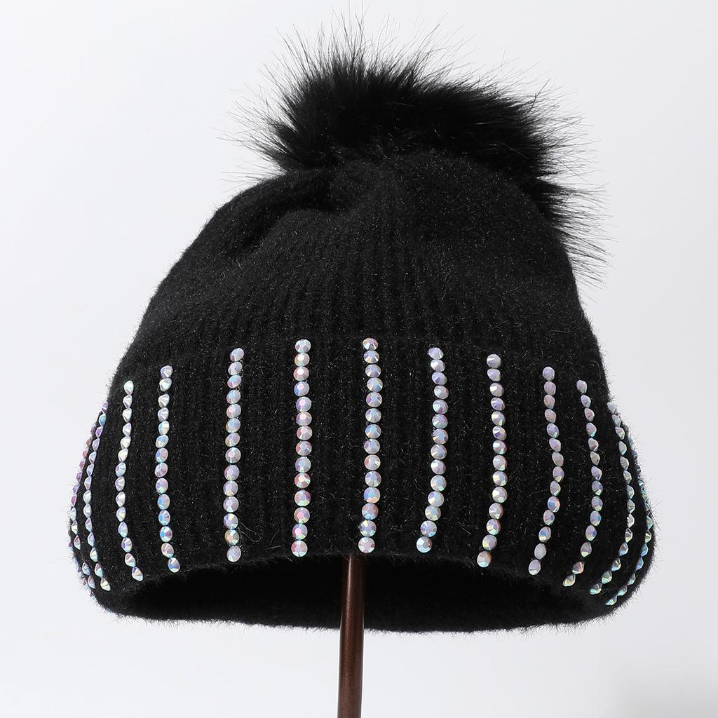 Knitted Hat Thickened Cold-Proof And Warm Wool Ball Pullover Hat Winter Outdoor Stacking Hat