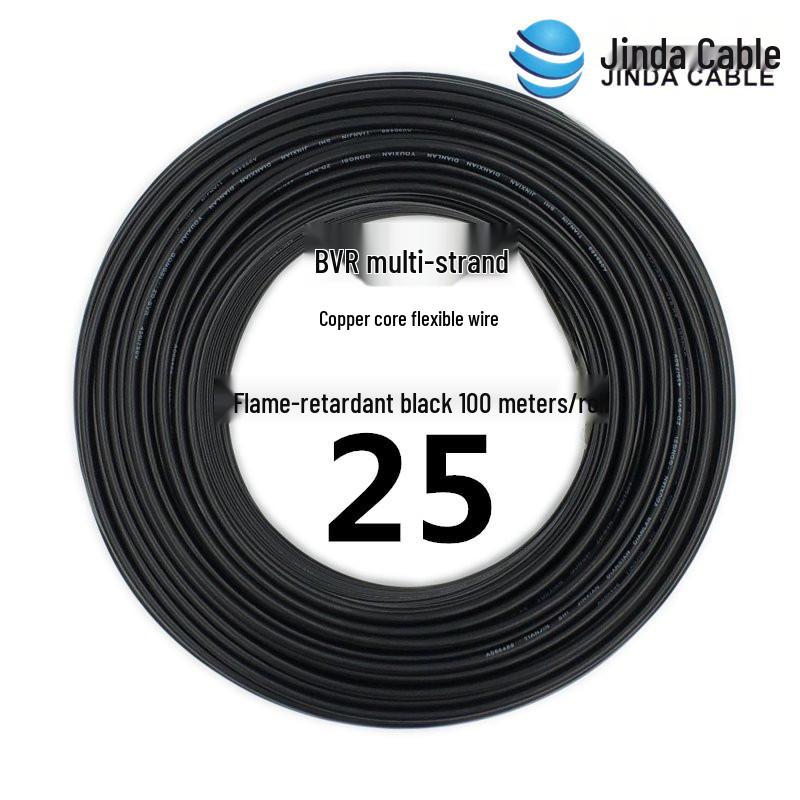 Jinda BVR Flame Retardant Single Core Multi-Strand Copper Wire 10/16/25mm² - Home & Industrial Use.