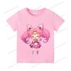 Sailors Moons Cotton T-shirt Sweet Anime Printed Girl Short Sleeve Cartoon Casual Kids Shirts Summer Child Tops