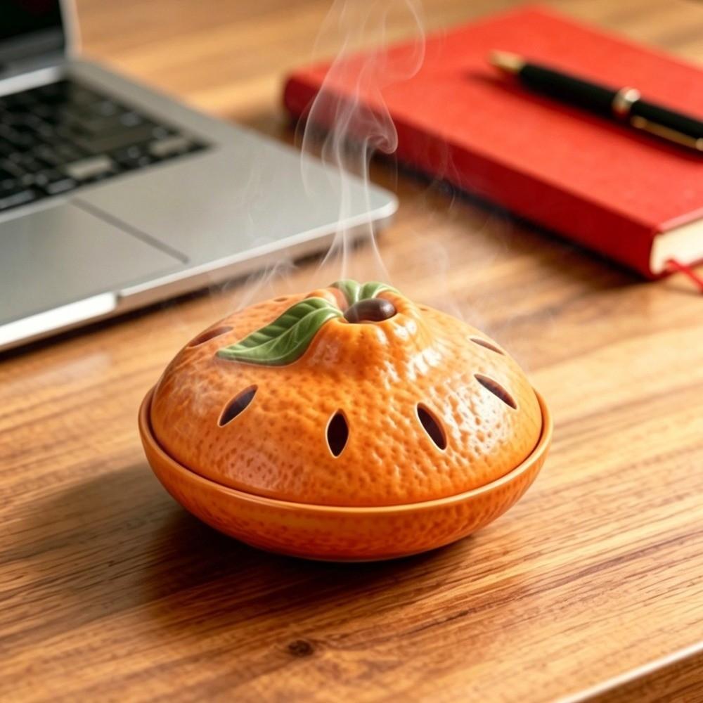 Simple Aromatherapy Burner Orange Shape Incense Box Mosquito Coil Tray  Indoor Use