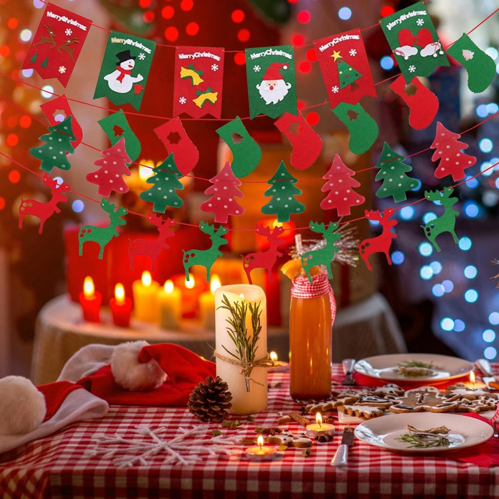Christmas Decoration Supplies, Hanging Flags, Scene Arrangement, Non-Woven Fabric, Flag Pulling