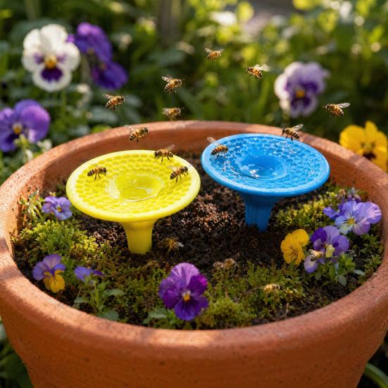 3D Printed Bee Watering Station for Butterfly Garden Cups Bath, Bee Feeders for Thirsty Pollinators, Outdoor Garden Yard Stakes Decor