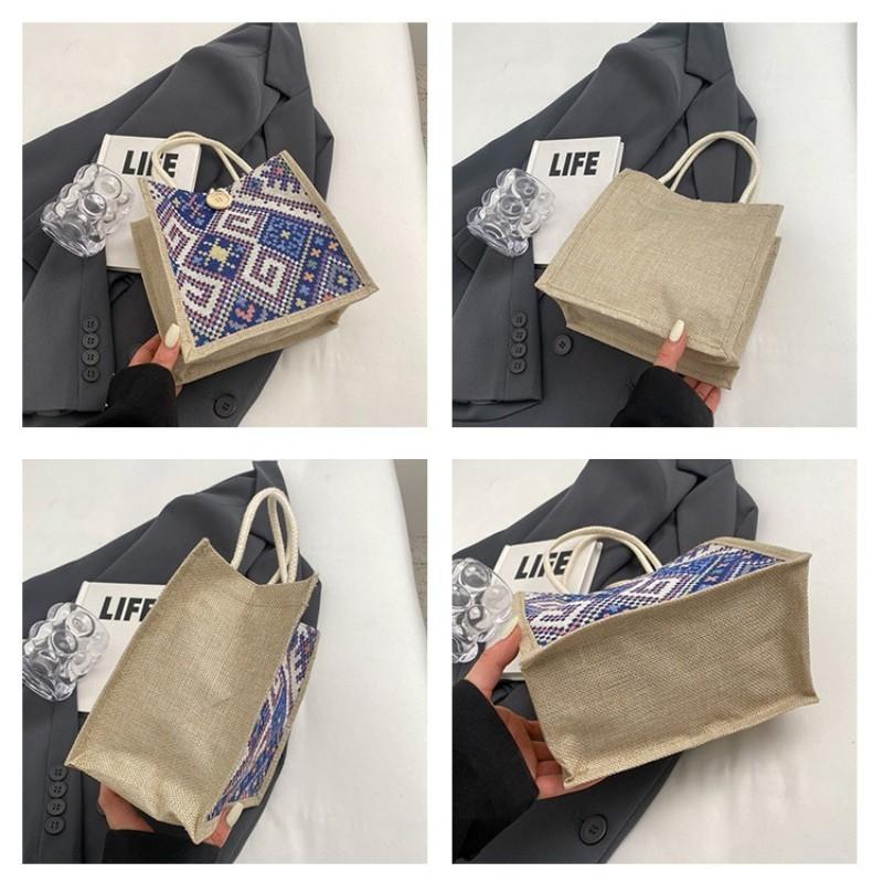 Bolsa de pano de vela nacional feminina verão moda portátil lancheira de linho bolsa bento