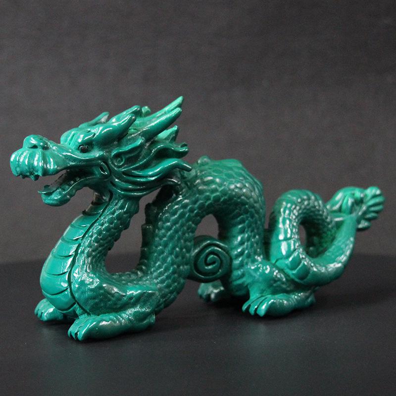 Dreidimensionales handgeschnitztes Pfirsichholz Blaues Drachen-Ornament