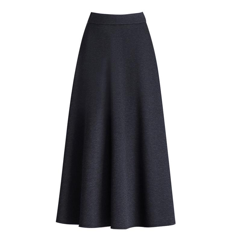 2025 Autumn/Winter Wool Cashmere High-Waisted A-Line Pocket Skirt, Mid-Length.