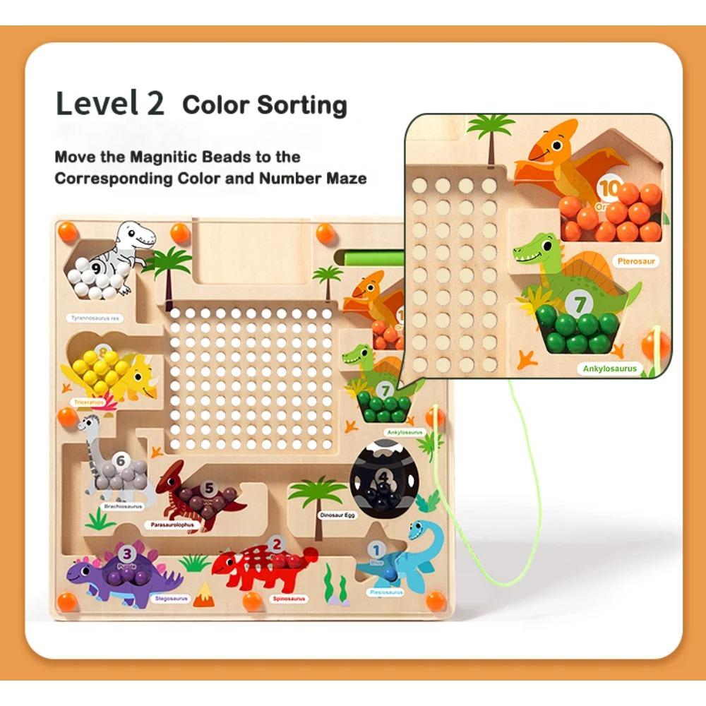 Magnetic Color and Number Maze Montessori Dinosaur Counting Matching Learning Puzzle Board Toddler Fine Motor Skills Travel Toys