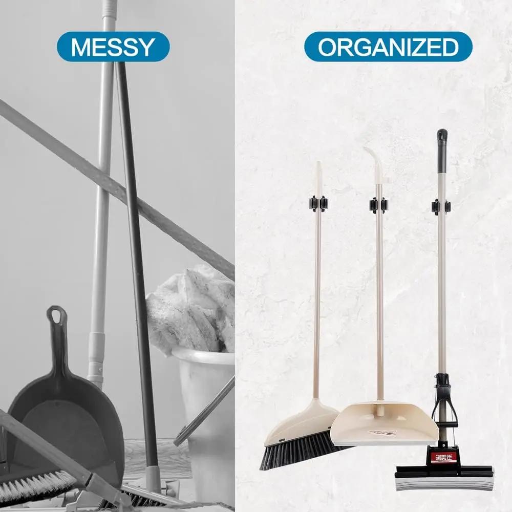 10/1PC Wall Mounted Mop Clips Holder Mop Organizer Rack with Screw Brush Broom Hanger Hooks Waterproof Bathroom Shelf Accessorie
