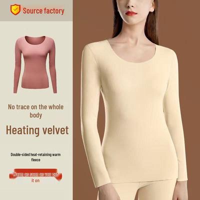 Samt Damen Nahtloses Thermounterwäsche-Set mit Fleecefutter für Herbst Winter