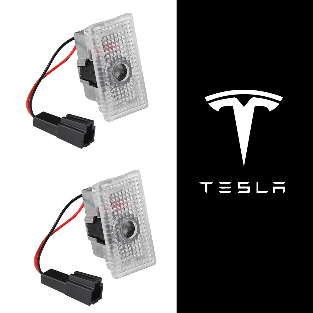For Tesla Model 3 Model S X Model Y 2pcs Car Door LED Logo Projector Puddle Light Welcome Light Laser Projector Auto Accessories