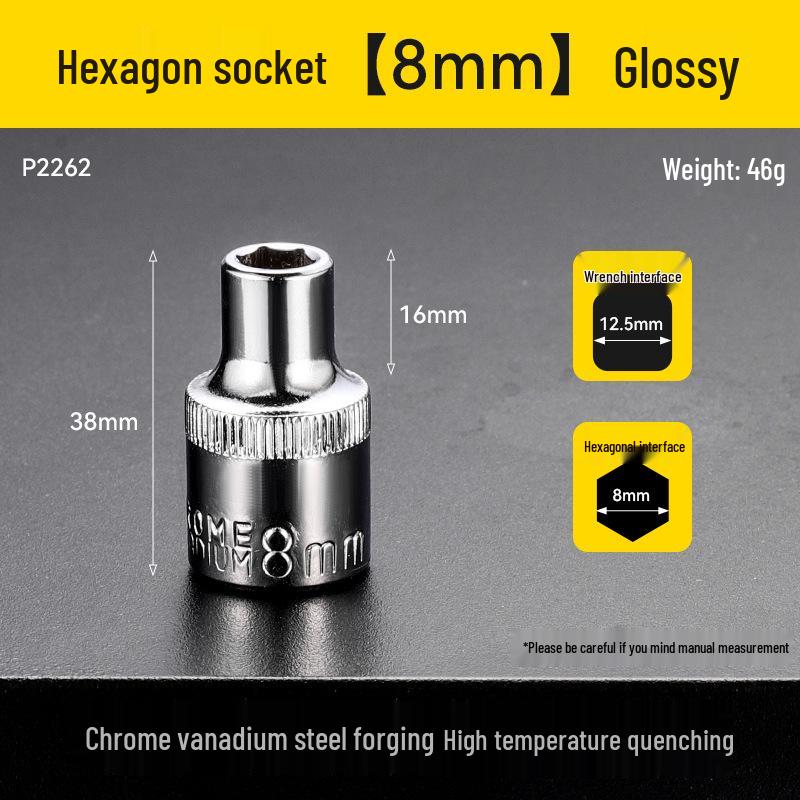 Metric Mirror Finish 1/2" Short Socket Manual Gear Tooth Hex Star Socket