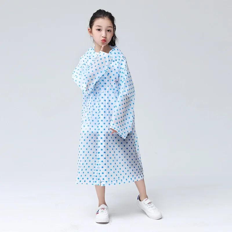 EVA Transparent Fashion Frosted Child Raincoat Girl and Boy Rainwear Outdoor Hiking Travel Rain Gear Coat for Children