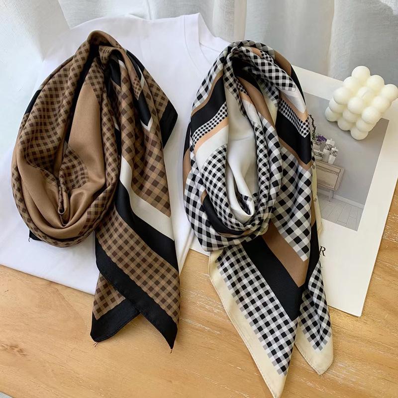Spring square scarf silk scarf French retro women's simple and versatile foreign style fashion temperament twill silk scarf batch