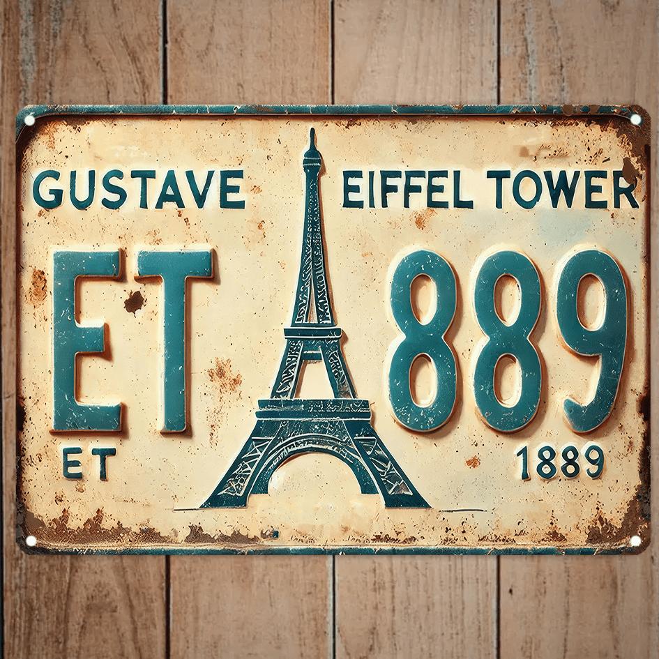 Vintage Paris Eiffel Tower ET  Metal Tin Sign Wall Decor 20x30cm（7.8x11.8inch）