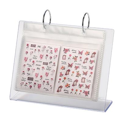 17 Páginas Libro de Almacenamiento de Pegatinas para Uñas Organizador de Calcomanías Soporte Exhibición Manicura Herramientas para Uñas Plástico Película Transparente Arte de Uñas