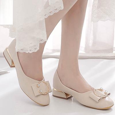 Chaussures pour femmes printemps et automne, escarpins pour femmes, couleur unie, bout carré, bouche peu profonde, décoration en métal, chaussures pour femmes