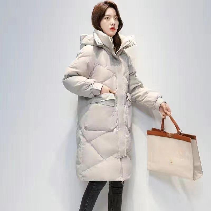 Women's Winter Jacket Korean Style Loose Long Cotton Coat  Plus Size Thickened Outwear
