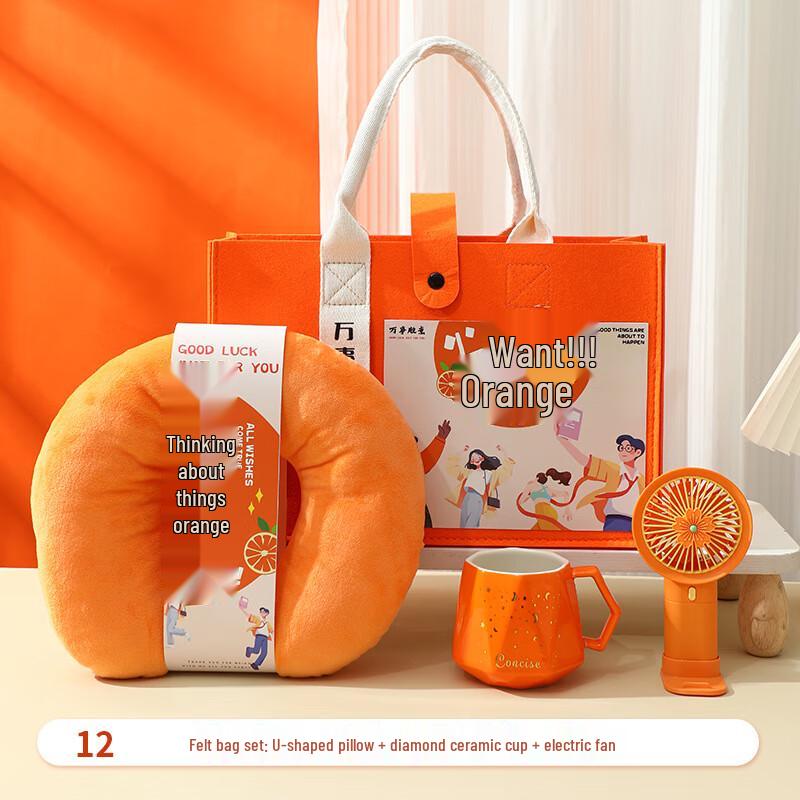Festival Gift Set: U-shaped Pillow, Ceramic Cup & Fan