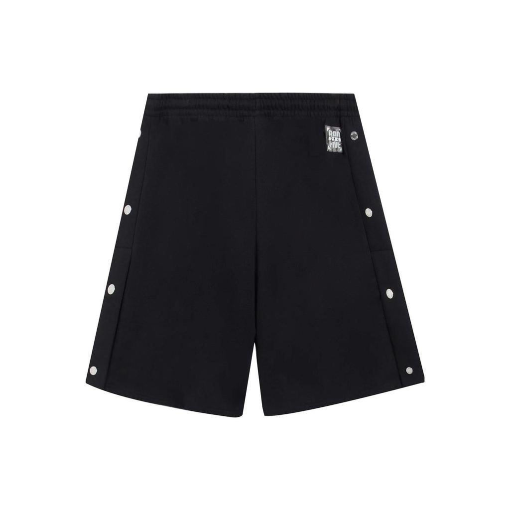 Li-Ning Anti-Wu Series Deceptive Pure Color Side Button Straight Loose Casual Shorts Men Bottoms Black AKSS375-1