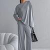 2026 Fall Winter Knit Loungewear Set Soft Modal-like Long Sleeve Top Pants Young Women