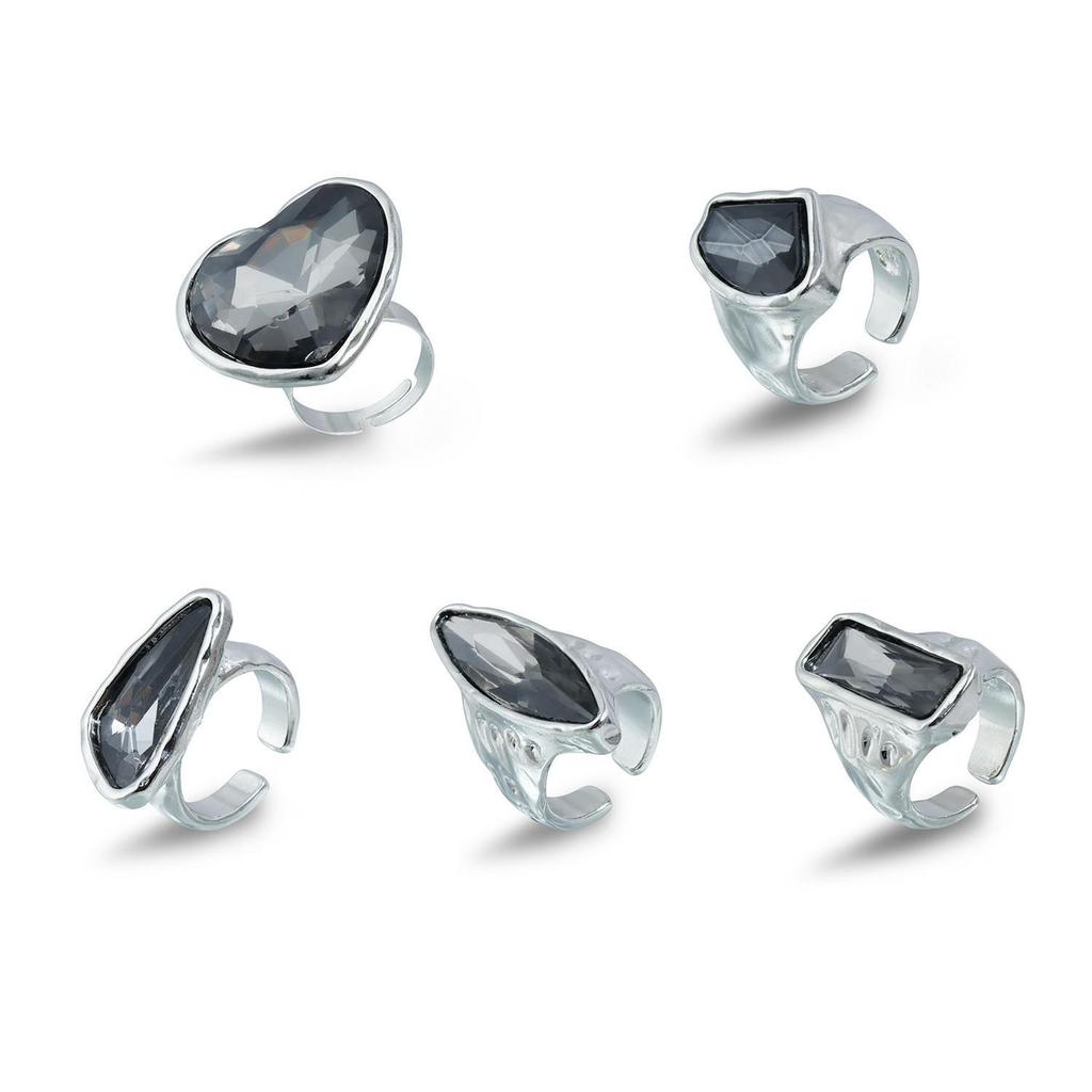 Geometric Black Diamond Adjustable Ring - Sweet & Cool Jewelry for Women