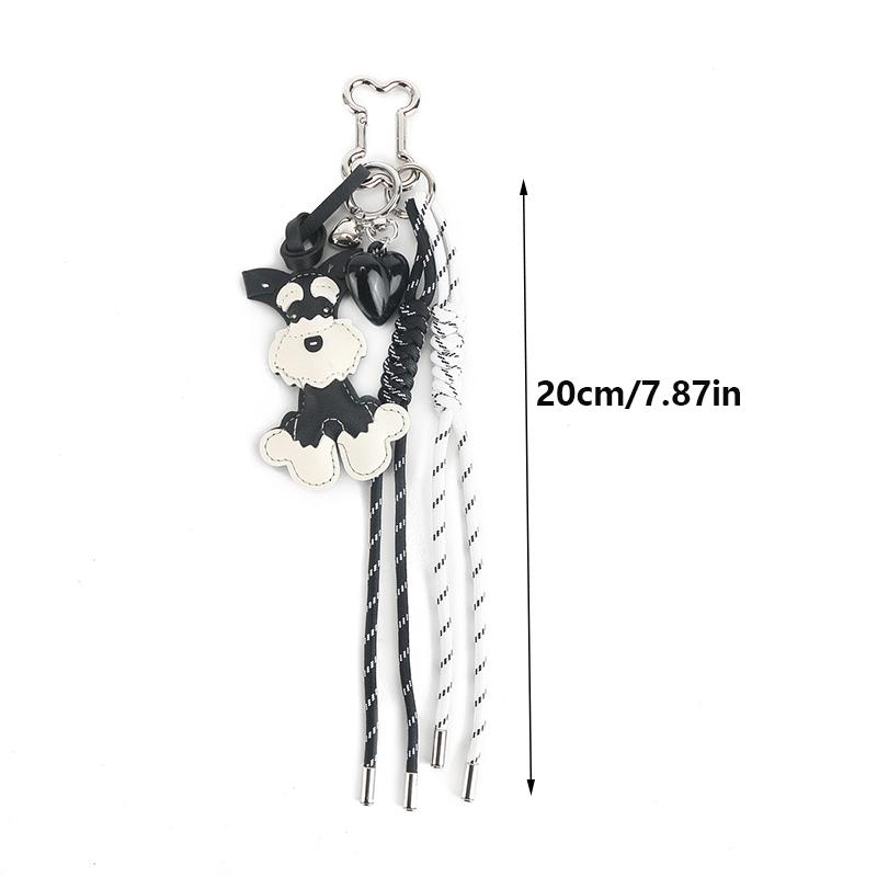 Woven Rope Bag Hanging Cartoon PU Animal Handbag Pendant Cute Schnauzer Women PU Leather Dog Puppy Backpack Pendant