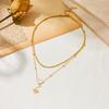 Women's Titanium Steel Heart Double Layer White Shell Choker - Niche Design High-End Feel with Tassel Hip Hop Jewelry