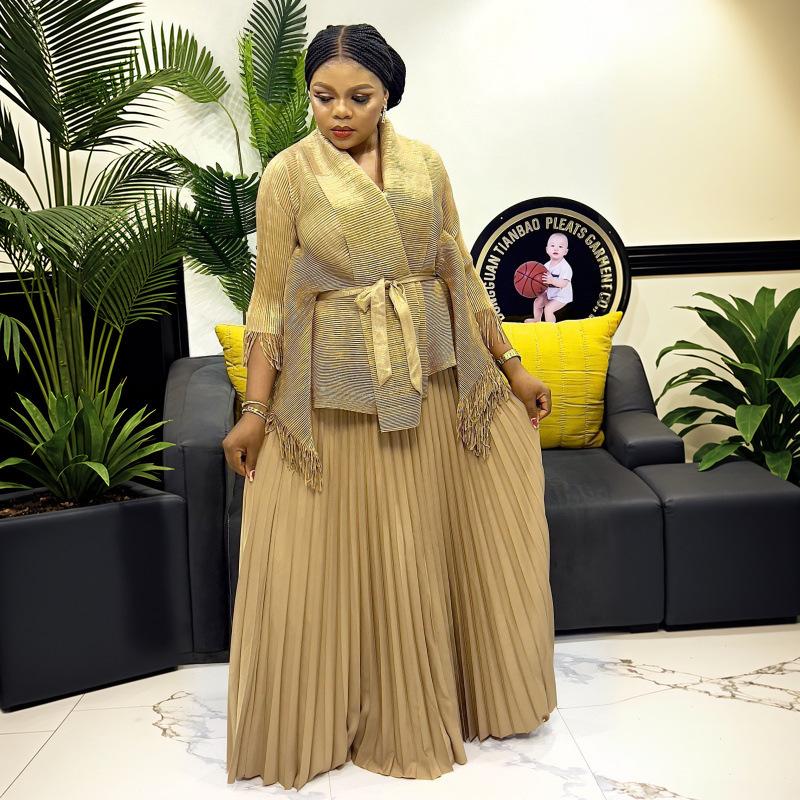 Miyake Falten Damen Sommer 2025 Übergroß Lässig Mode mit Afrikanischem Heißprägung