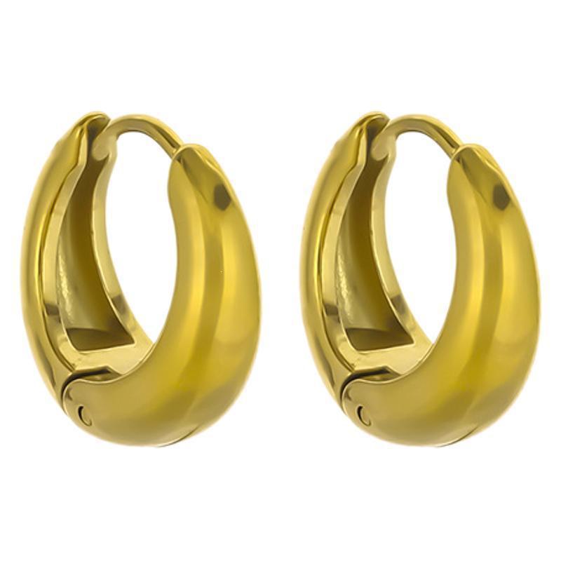 18K Gold French Niche Ear Cuff Smooth Hoop Earrings for Women - Titanium Steel, High-end Style