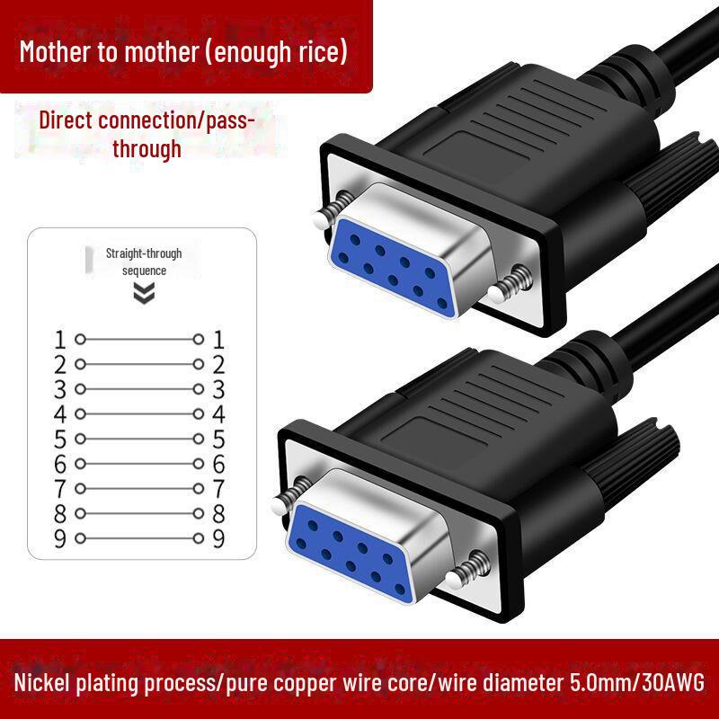 Cablu Serial DB9 Cupru Pur RS232, Mascul-la-Mascul și Femelă-la-Femelă, Conector Mașină de Gravat în Cruce, Miez cu Nouă Pini.