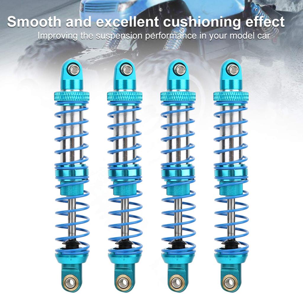 RC Shock Damper Shock Absorber 100mm Metal Shock Absorber Set of 4 with Spare Spring for SCX10D90 110 RC Crawler, 15mm Diameter, 3mm Opening