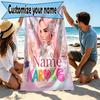 Custom Name Personalized Karol G Print Beach Towel, for Trip Camping Beach Party Home Decor, Birthday Gift for Family & Friends