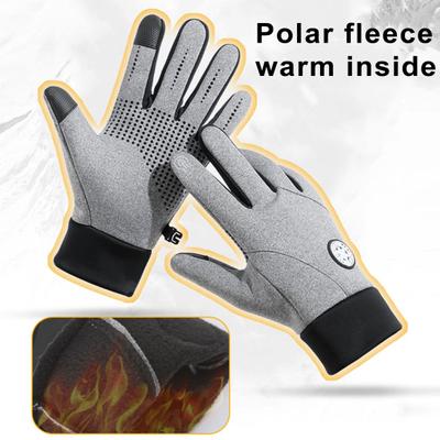1 Pair Outdoor Sports Cycling Gloves for Women Men Touch Screen Full Finger Gloves Windproof Waterproof Thickened Plush Lining Skiing Gloves