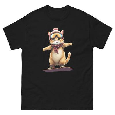 British Shorthair Cat Snowboarding Fun Snowboarder T Shirt