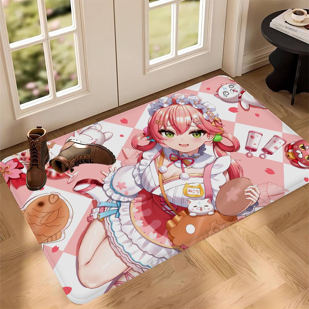 Hololive Sakura M-miko Bath Mat Kids Room Bedroom Decoration Balcony Anti-Slip Doormat Living Room Alfombra
