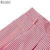 ZANZEA Elegant Women Striped Zipper Casual Long Swing Skirts