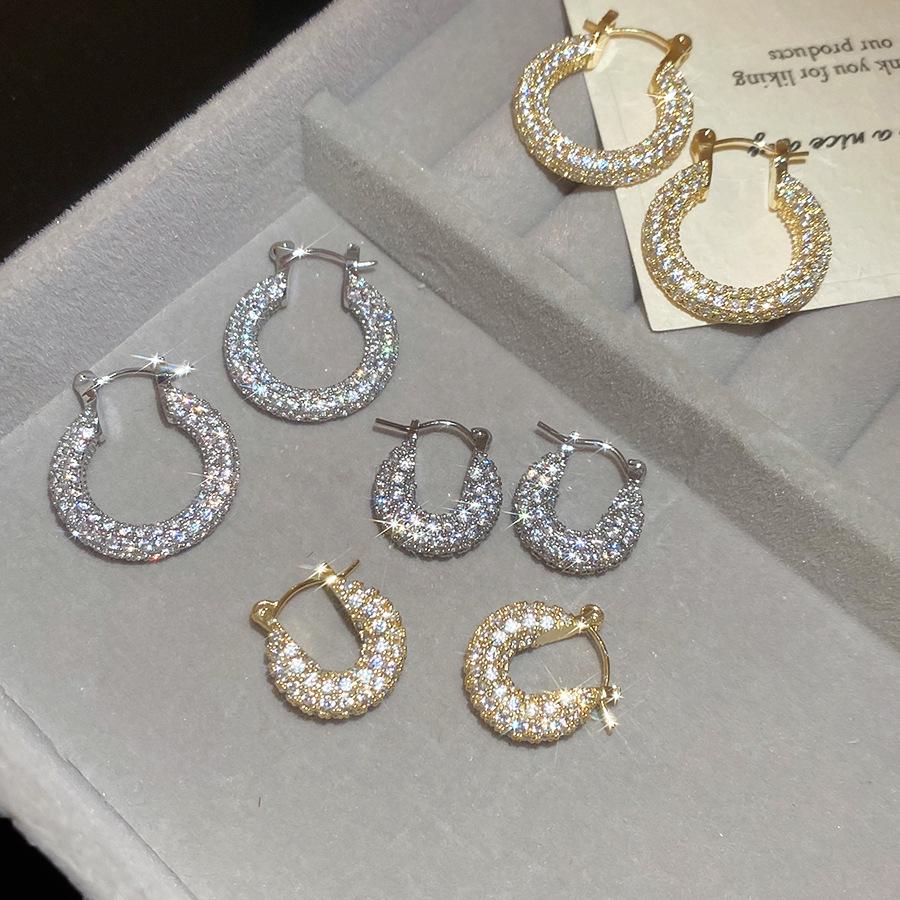 Elegant Zircon U-Shaped Earrings: Luxury Geometric Studs for Women