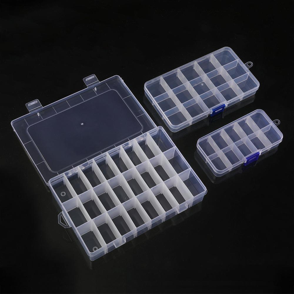 24 Grid Transparent Plastic Box Jewelry Box Beaded Components Fishing Gear Box Hardware Tools Packaging Storage Box