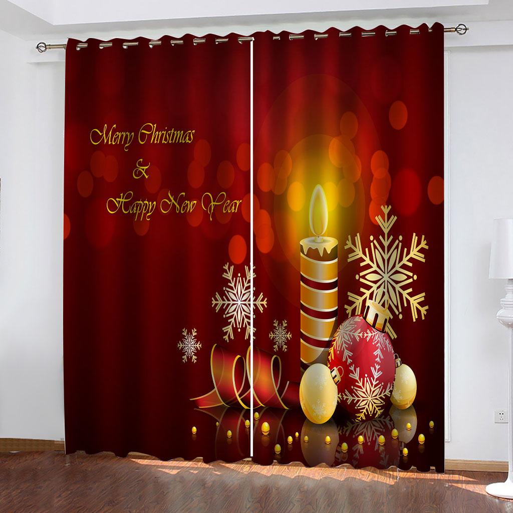 Curtains For Living Room 2 Pieces Fashion Candles Flowers Leaves 3D Shading Window Curtain For Bedroom Decor Hook