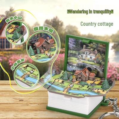3D Pop-up Wooden Cabin Keychain: Creative Folding Book Toy for Kids