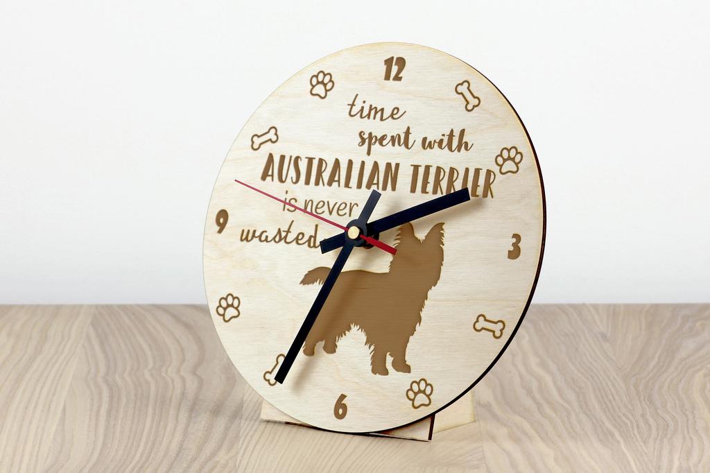 Australian Terrier, Aussie - clock with dog, wooden clock with engraving, personalised clock by Art-Dog