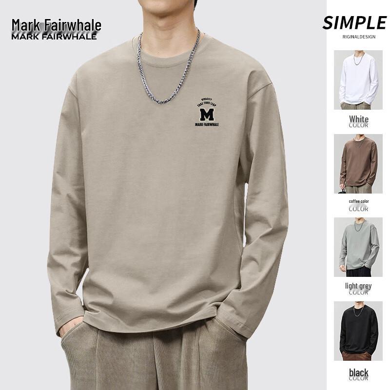 MARK FAIRWHALE Men's Heavyweight Pure Cotton Long Sleeve T-Shirt