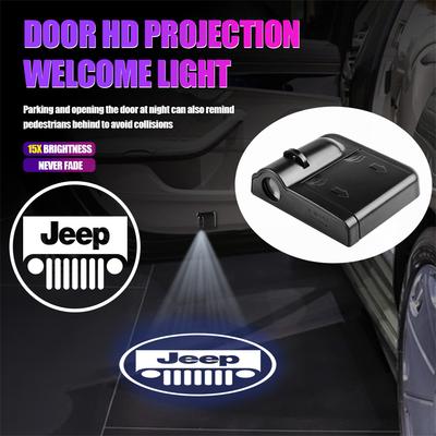 Wireless HD Courtesy Lamp Car Door Projector Welcome Light For Renegade Wrangler Compass Grand Cherokee Gladiator Patriot